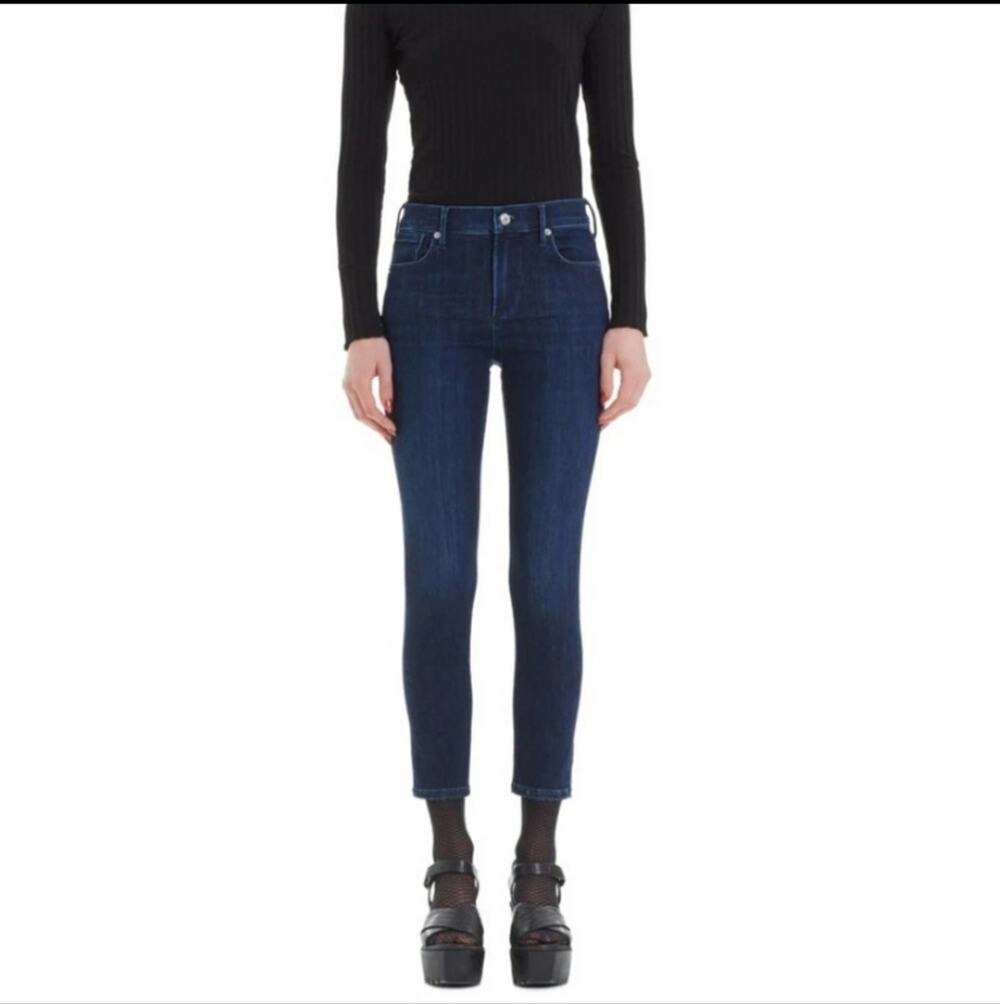 AGOLDE Sophie High Rise Crop Skinny Jeans Dark Wash Blue Size 27 Chic Trendy